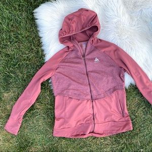Odlo Millennium Yakwarm Hoody Midlayer Full Zip maroon jacket large